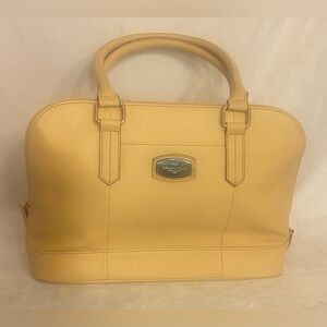 Tignanello Pebbled Leather Double Handle Purse Bag Butter Yellow New